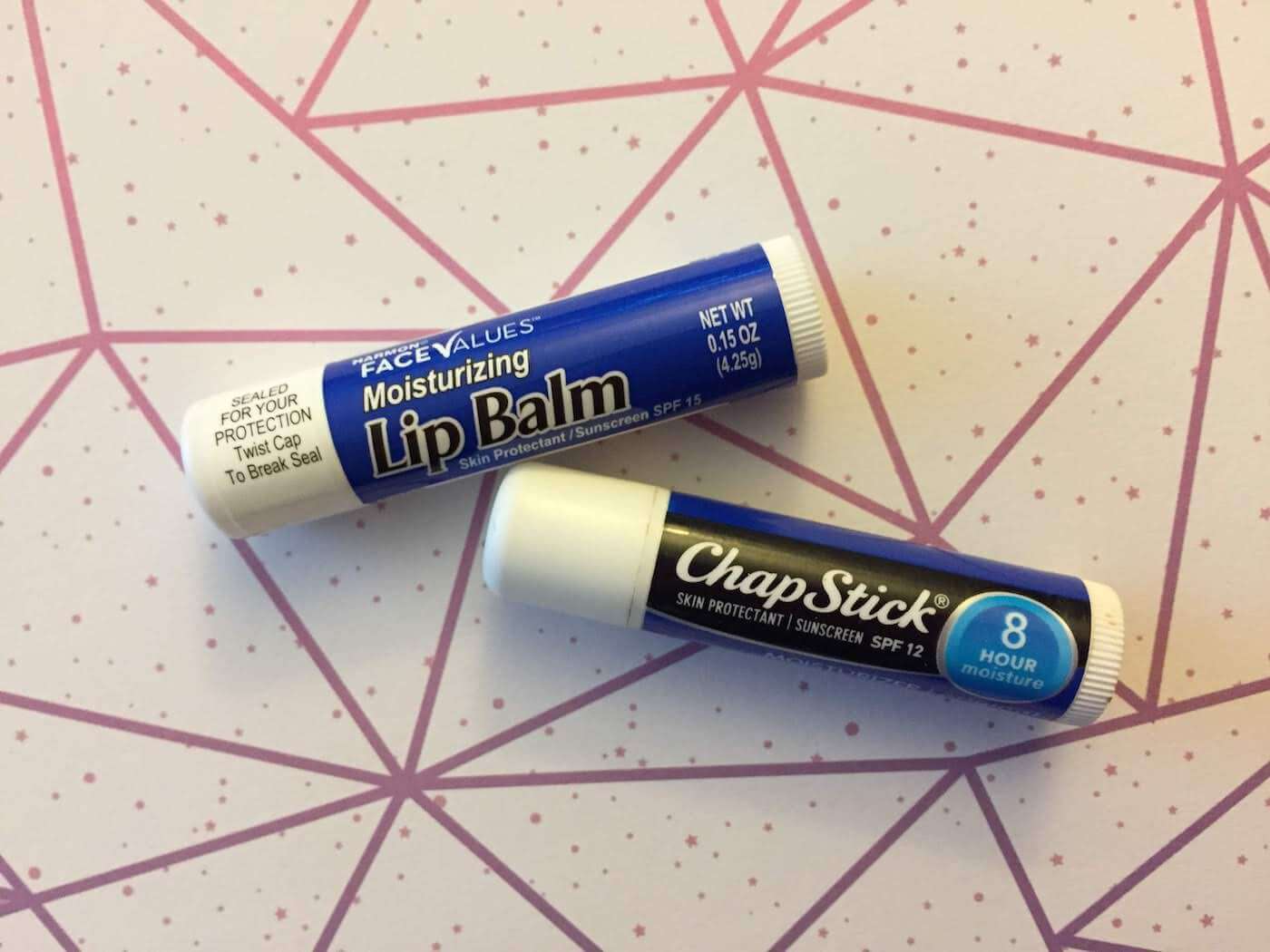 ChapStick Lip Moisturizer SPF 12 vs. Harmon Face Values Lip Balm SPF 15