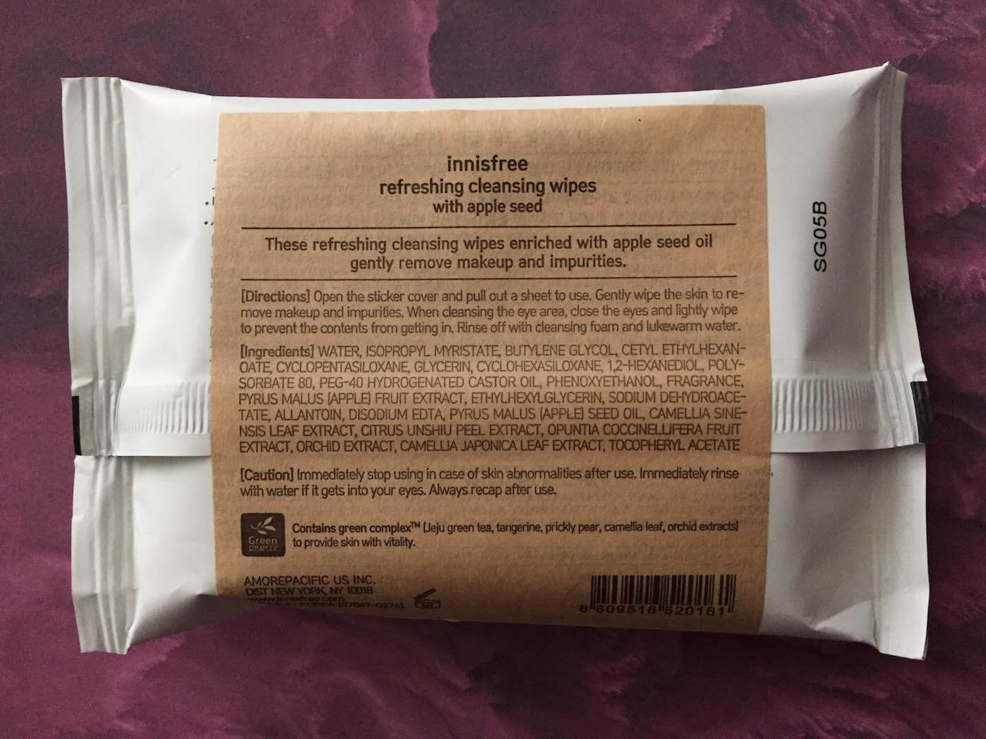 innisfree cleansing wipes apple seed package review