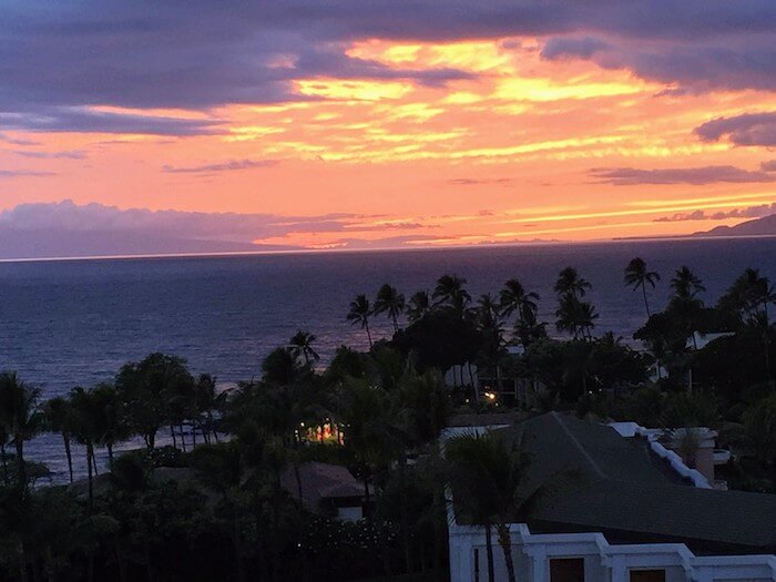 Grand Wailea Maui Review view from ocean view room balcony sunset view