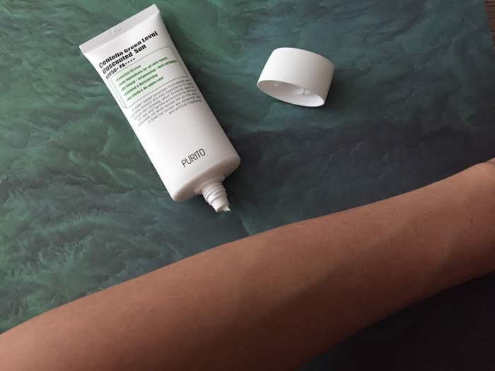 PURITO Centella Green Level Unscented Sunscreen SPF 50+ PA++++ Review after blending