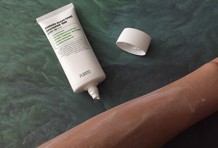 PURITO Centella Green Level Unscented Sunscreen SPF 50+ PA++++ Review before blending