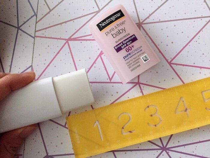 Neutrogena Pure & Free Baby Mineral Sunscreen Stick SPF 60+ review measuring inside