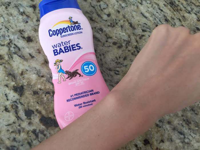 Coppertone Water Babies Sunscreen SPF 50 review no white cast after blending in