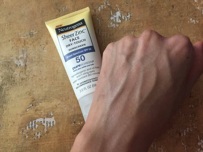 Neutrogena Sheer Zinc Face Sunscreen SPF 50 Review white cast