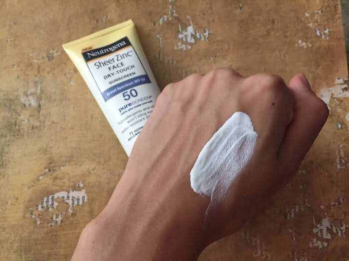 Neutrogena Sheer Zinc Face Sunscreen SPF 50 Review white cast