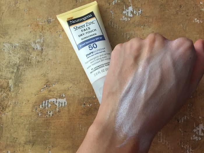 Neutrogena Sheer Zinc Face Sunscreen SPF 50 Review white cast